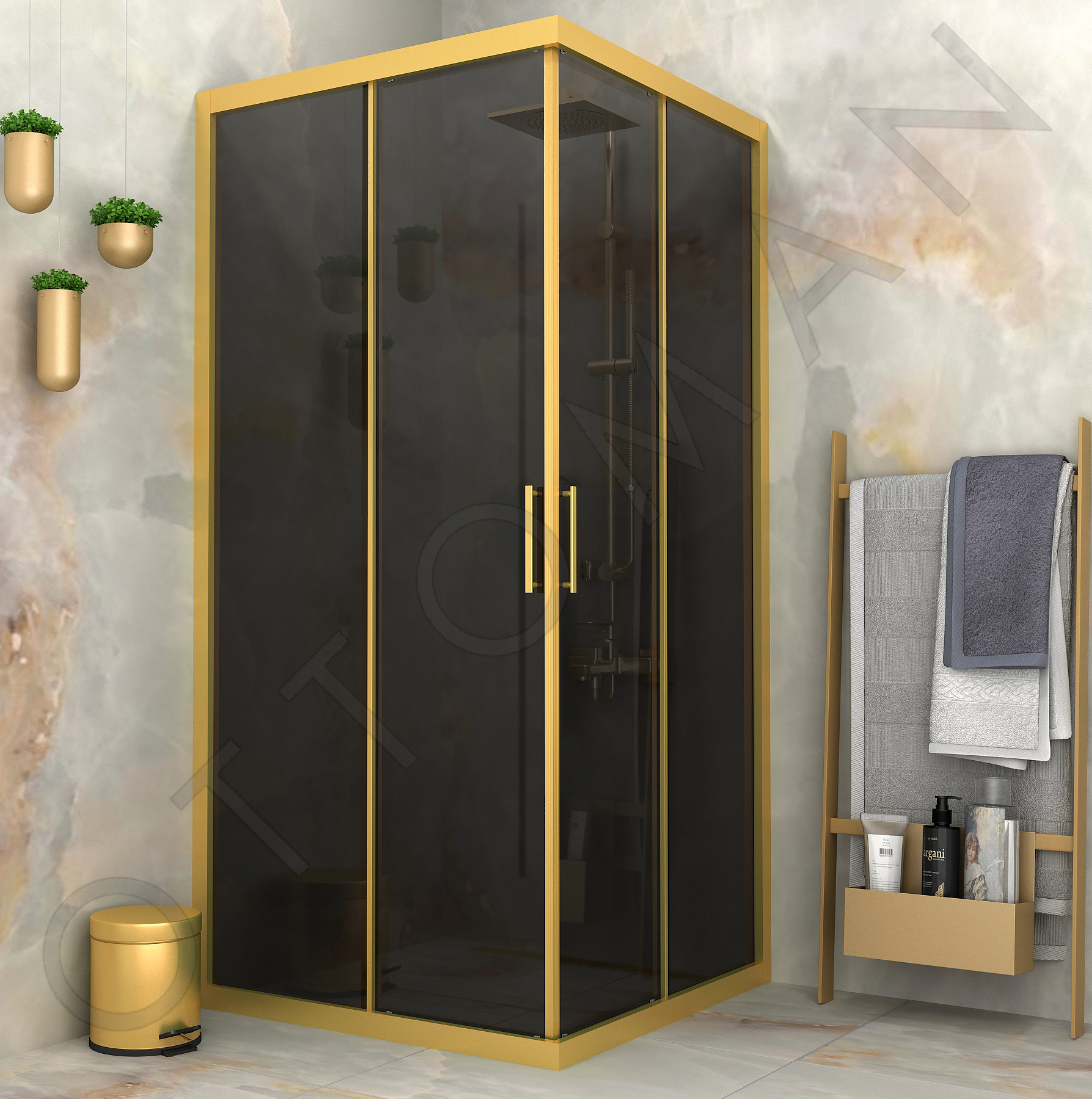 ADA SERİSİ GOLD FÜME KARE DUŞAKABİN