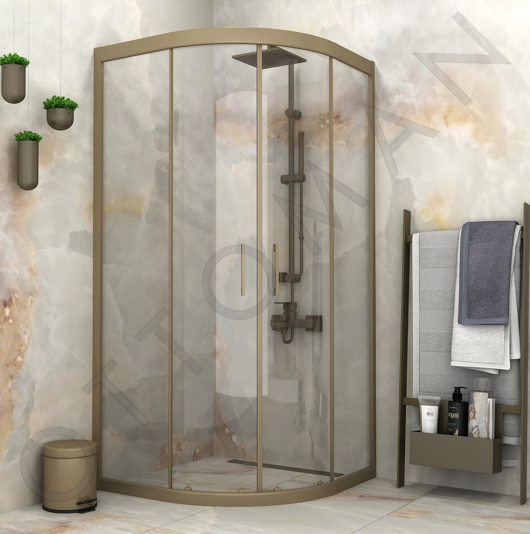 ADA SERİSİ BRONZ ŞEFFAF OVAL DUŞAKABİN